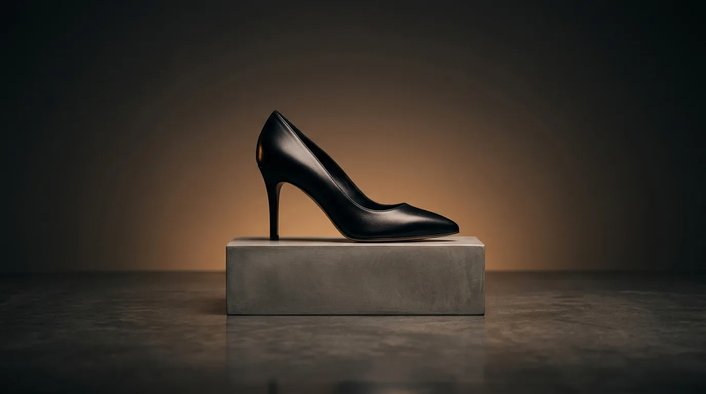 Photographie éditoriale d'une paire de chaussures femme en cuir haut de gamme